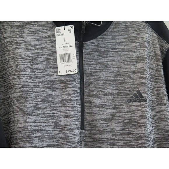 adidas DZ8587 Men's Sz L Black/Heather Gray Adi Core 1/4 Zip Pullover Jacket $65 - Picture 3 of 3